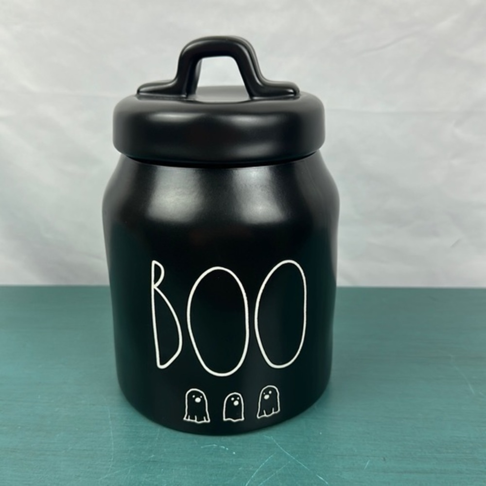 NWT Rae dunn baby‎ black boo canister Halloween